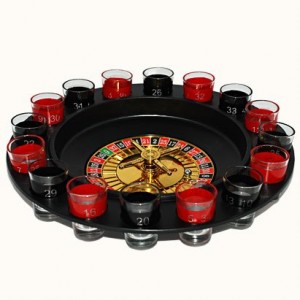 Spin N Shot Jeu à boire à roulette avec 16 verres à shots et roulette de casino